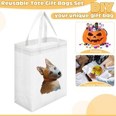 50 PCS Reusable Tote Bag 8x4x10 Inch Non Woven Shopping Grocery Gift White