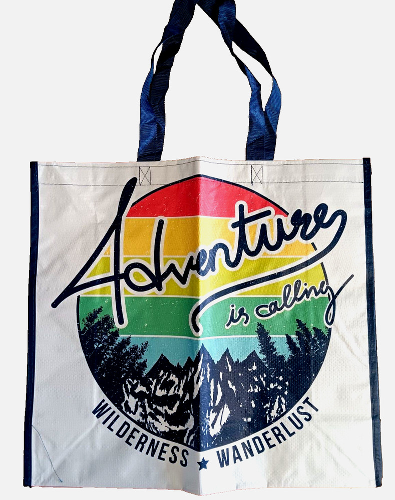 Adventure Is Calling Reusable Large Shopping Bag Tote Forrest Mountains
