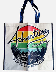 Adventure Is Calling Reusable Large Shopping Bag Tote Forrest Mountains