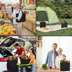 Black Reusable Totes Bag W/ Reinforced Handles Non Woven Bulk Shopping Bags