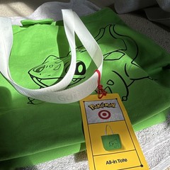 Target Pokémon All-in Tote Shopping Tote Bag Bulbasaur Large Canvas Zipper 45qt
