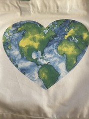 NEW Canvas Shopping Bag Heart Earth World Reusable Tote Bag Handcrafted In India