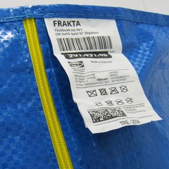 Frakta 20 Gal. Bag IKEA Tote 901.491.48 Zipper Handles Back Pack Storage Blue