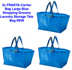 3x FRAKTA Carrier Bag Large Blue Shopping Grocery Laundry Storage Tote Bag NEW