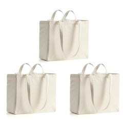 Canvas Tote Bag Reusable Grocery Bags with Long Shoulder Strap and Short Hand…