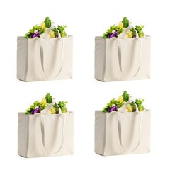 Large Canvas Grocery Bags 4-10 Pack Reusable Grocery Bag Heavy Duty Shopping …
