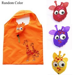 Reusable Foldable Shopping Bag with Animal Print for Grocery Travel Storage