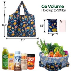 Foldable Reusable Shopping Bags Large Heavy Duty Tote Washable Handles