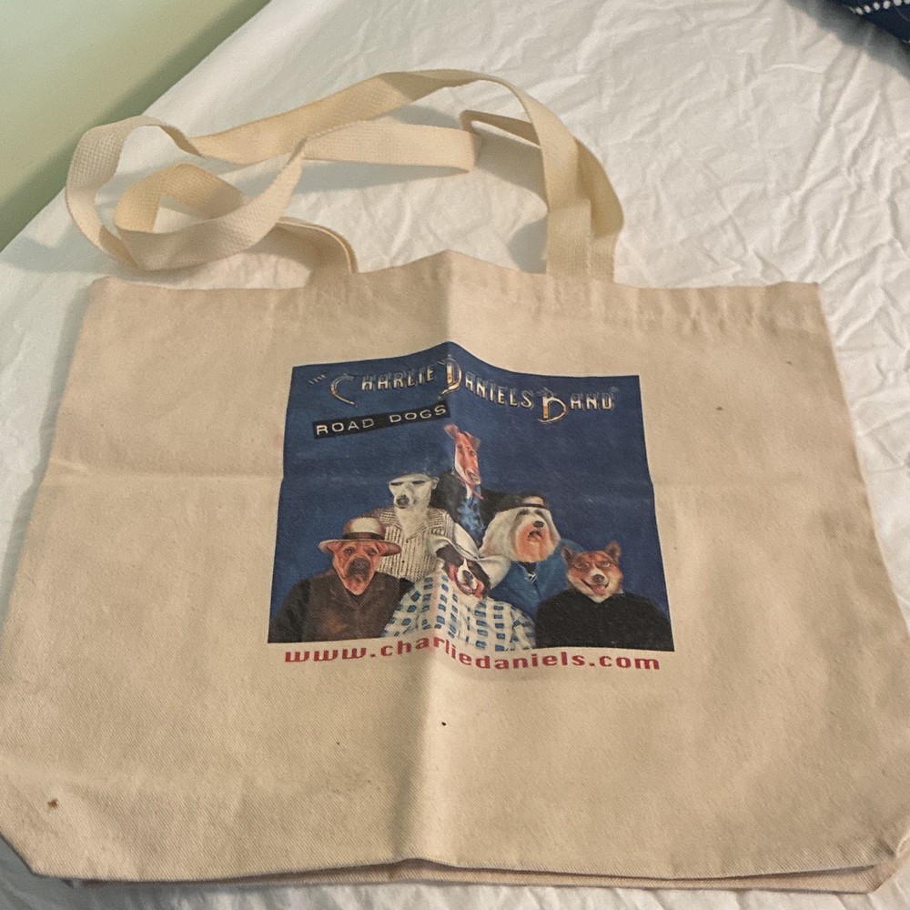 Charlie Daniels Band Road Dogs Beige Graphic Print Canvas Tote Bag 15x16x16