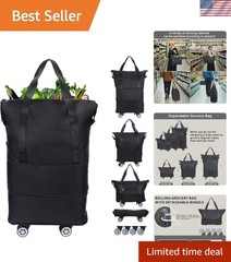 Stylish Reusable Grocery Bag with Wheels – Large Capacity for Shopping & Travel