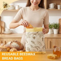 Sobotoo 2 Pack Beeswax Bread Bags, Extra Large Size 17″×13″ Classic bread bag