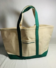 NWOT Williams Sonoma XLarge Heavy Cotton Canvas Green Rice Paper White Tote