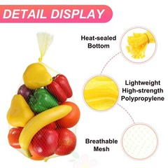 100Pcs Reusable Mesh Produce Bags, 19.7 Inches Hatching Bags, Yellow
