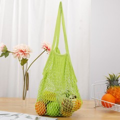 Woven Cotton Mesh Bag Foldable String Long Handle Net Tote Fruit Vegetable New
