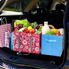 4 Pack Reusable Grocery Bags, Collapsible Large Storage Box Bag with Reinforced