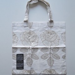 【RARE】marimekko MAALAISRUUSU tote bag shopping bag Silver x White Vihkiruusu