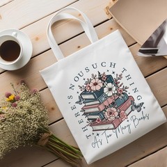 Funny Book Lover Canvas Tote Bag for Women – Bookish Gift Reusable Shoulder Bag