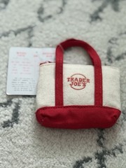 NWT Trader Joe’s Micro Canvas Tote With Matching Nylon Grocery Bag (RED)