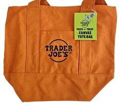 Trader Joe Mini Halloween Canvas Tote Bag 2 Piece Set ORANGE AND BLACK NWT