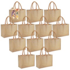 12 Pack Large Burlap Tote Bags with Handles Bridesmaid Wedding Favors Gift Ba…