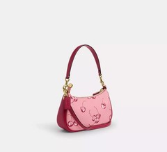 NWT Teri 2way Shoulder Bag Canvas Leather Cherry Print Pink CR290 New