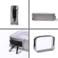 4 Pcs Clear Toiletry Carry Pouch with Zipper, Makeup Cosmetic Bag for Black