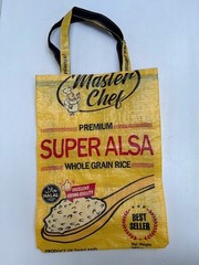 Vintage Shoulder Bag Yellow Rice Sack Eco – Friendly Master Chef Pattern Size XL