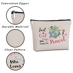 Yegifeyct Travel Lover Gifts Zipper Makeup Bag Cosmetic Black, Silver