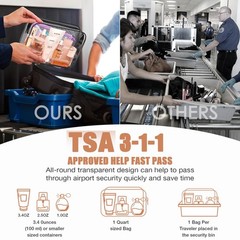 3 Pack Clear Toiletry Bag, TSA Approved 9.8 x 7.4 x 2.3 inches, 3 Black