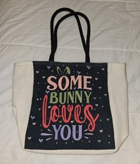 Easter Tote Some Bunny Loves You Canvas Tote Bag Medium 14x5x11 GUC