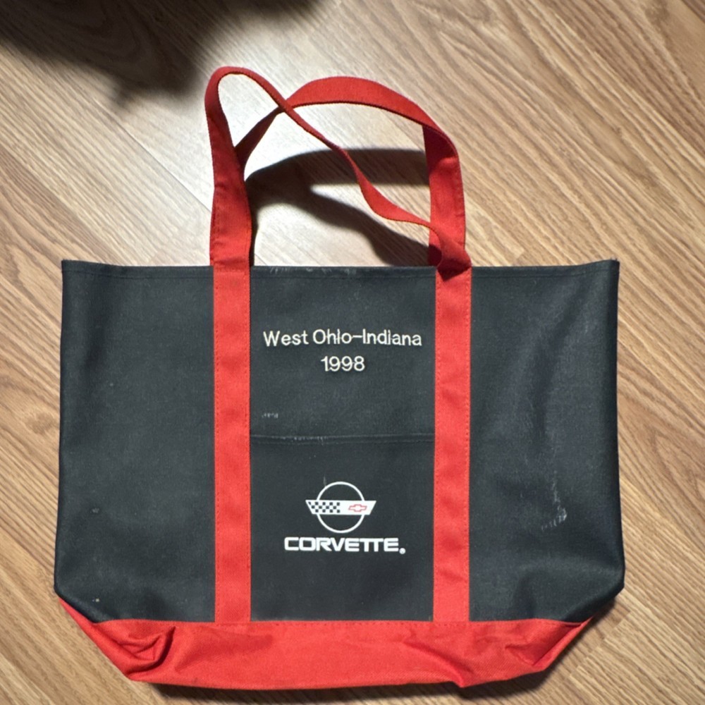 Corvette Reusable Canvas Tote Bag West Ohio-Indiana 1998 Black Red
