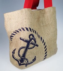Jute Burlap Boat Tote Bag Anchor Nautical Summer Beach Royal Standard Collect