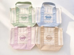 Trader Joe’s Mini Pastel Stripe Canvas Tote Bag Limited Edition Set Of 4