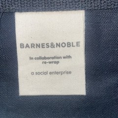 Barnes & Noble Premium Organic Cotton Tote Bag Black Gold Inside Pocket Key Loop