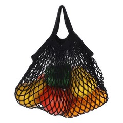 Reusable Mesh Produce Storage Bags Washable Portable Bag Short Handle Black