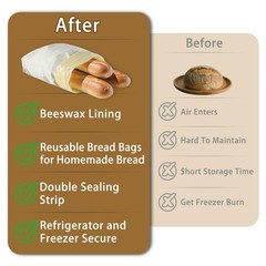 SKAITU Bread Bags for Homemade Reusable Sourdough Bag – 2 Large, linen
