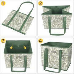 BALEINE 3Pk Reusable Grocery Bags, Foldable Shopping Bags for Groceries with Rei