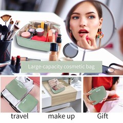 Queboom Travel Makeup Bag Cosmetic Toiletry bag for Green