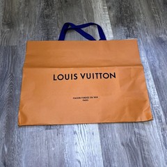 LOUIS VUITTON Authentic Large Orange Shopping Gift Bag Blue Handle