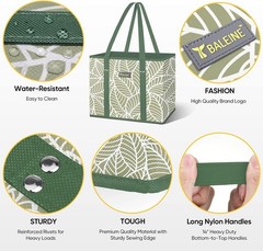 3-Pack Extra-Large Reusable Grocery Bags – Foldable & Eco-Friendly in Antique…