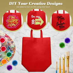100 Pcs Red Reusable Non-Woven Grocery Totes for Events & Retail