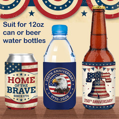 12 Packs 4Th of July Can Cooler Sleeve 250Th Anniversary Independence Day Beer C