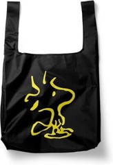 Eco bag,foldable, character,with carabiner,durable,large, black, polyester,002