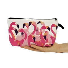 LiuenMgg Flamingo Print Makeup Bag, Travel Cosmetic Pouch with White, Pink