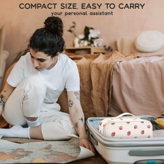 Relavel Makeup Bag, Small Bag for Women, Travel MEDIUM, 01B-Strawberry