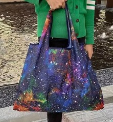 Large Capacity Foldable Waterproof Tote. Galaxy Pattern 16 x 23 in