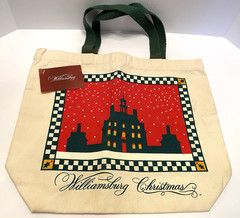VTG Colonial Williamsburg Christmas Skyline 14″x17″x4.75″ Canvas Tote