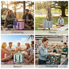 2Pk Insulated Reusable Grocery Bags – Collapsible Cooler – 2 Pack Spring Stroll