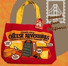 Trader Joe’s Cheese Adventures Foldable Reusable Shopping Bag Red Yellow