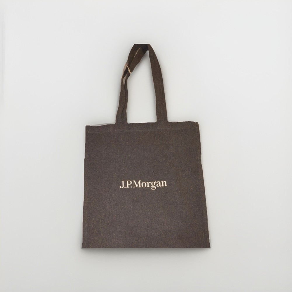 J.P. Morgan Foldable Gray Canvas Tote Bag Solid Plain Pattern Single Pack